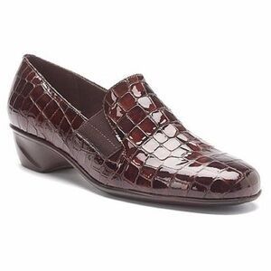 Walking Cradles Women's Brown Teri Patent Leather Croc Print Loafers Shoes 6.5 N